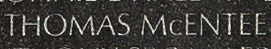Engraved name on The Wall of Private First Class Thomas McEntee, U.S. Marine Corps
